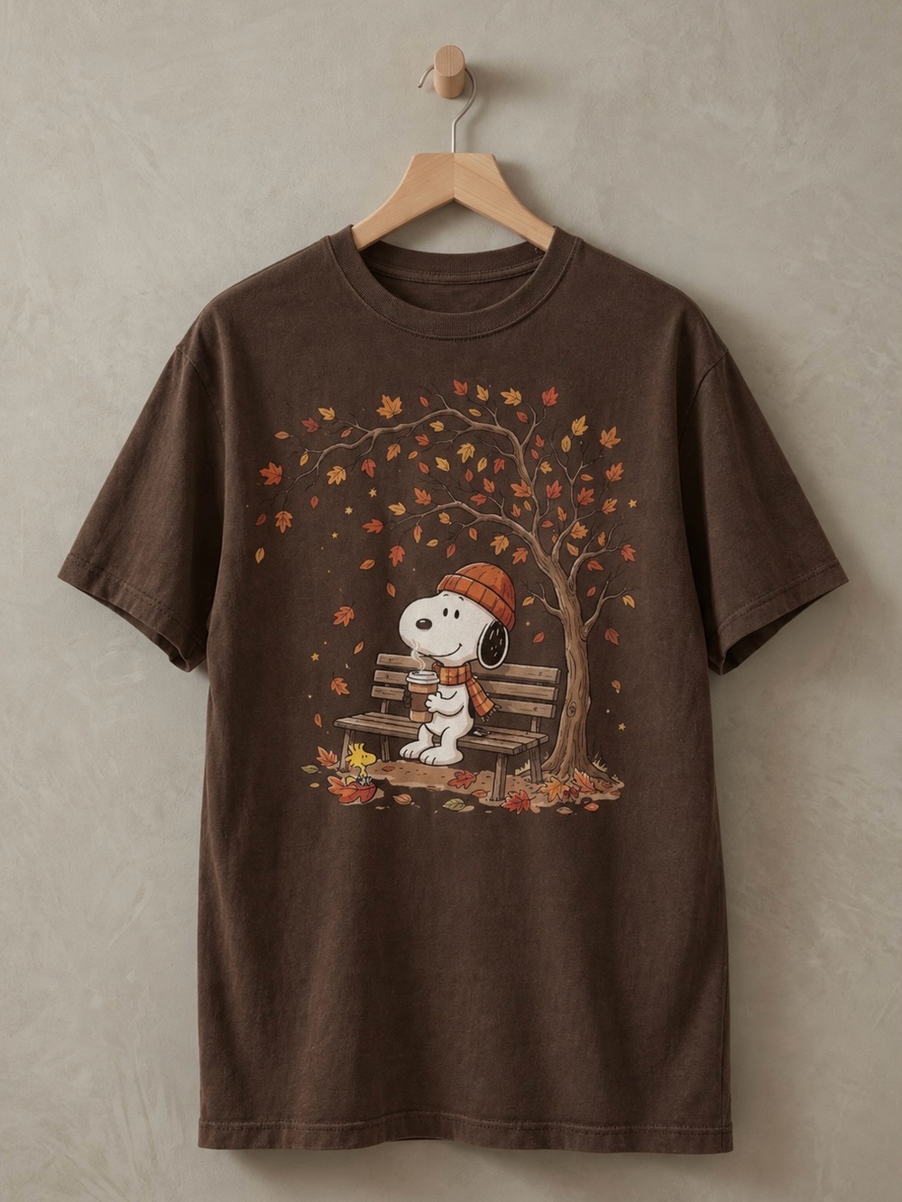 Snoopy Coffee Fall Dark Brown Gildan Reprint Tee